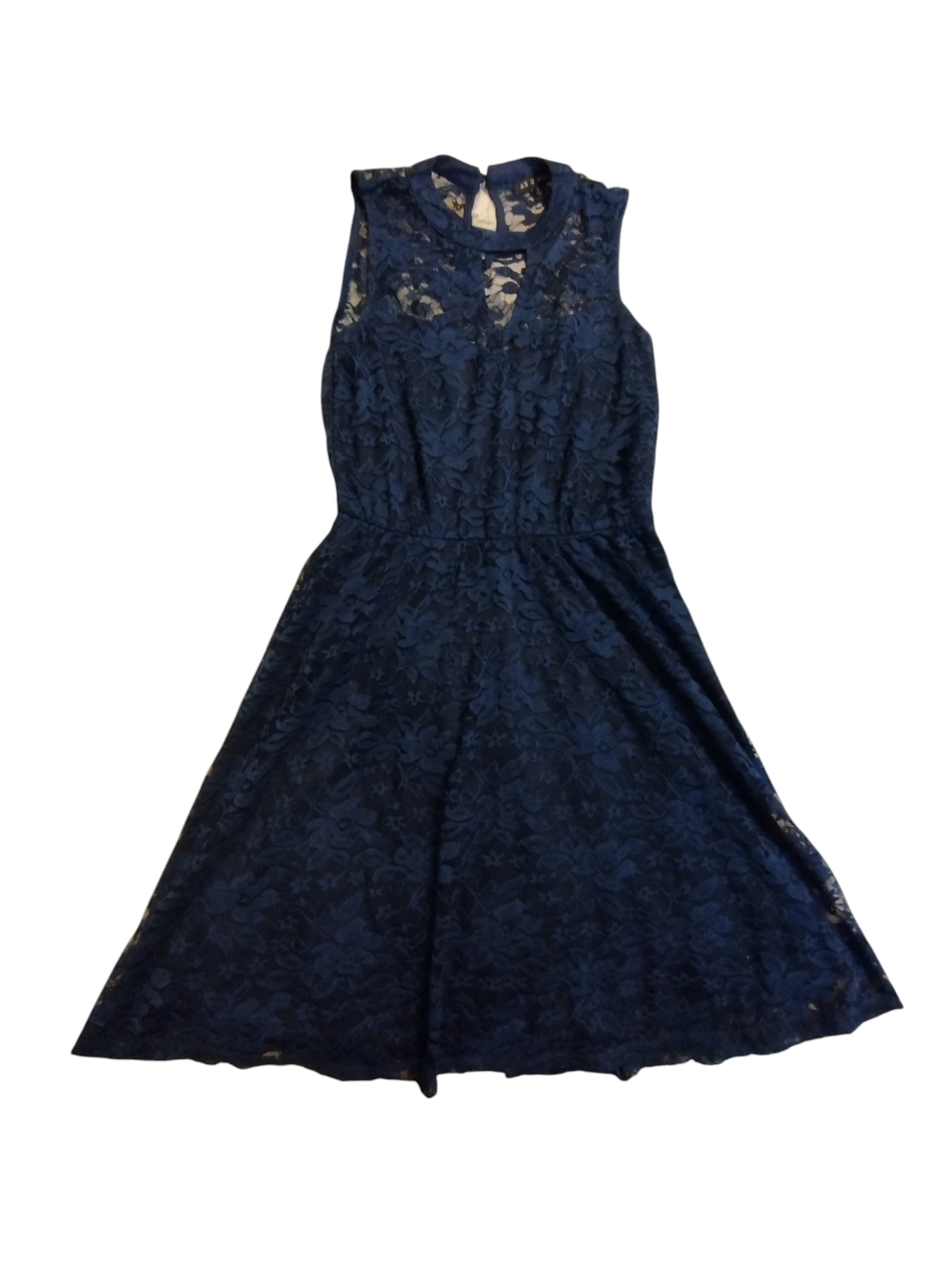 As U Wish Women's Navy Blue Lace Fit & Flare Dress Small